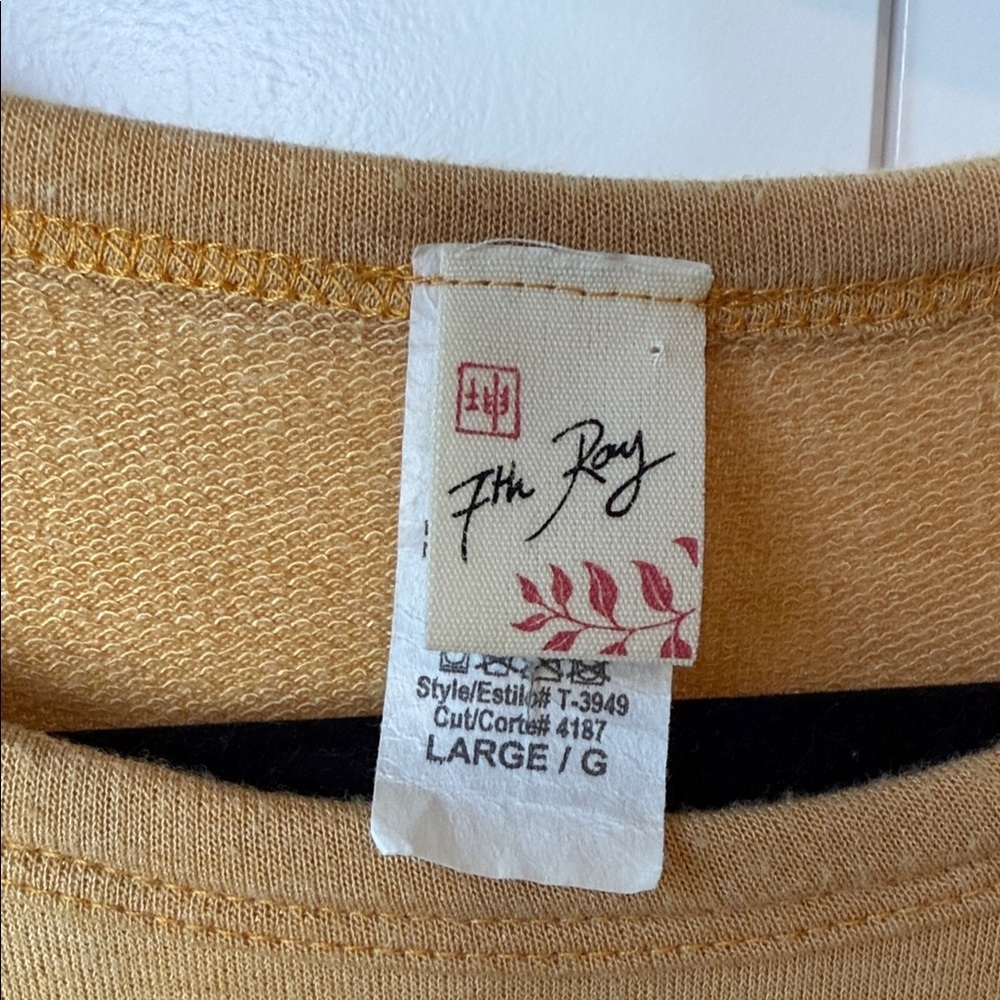 7th Ray Mustard Lace Sleeve Sweatshirt - Picture 5 of 11